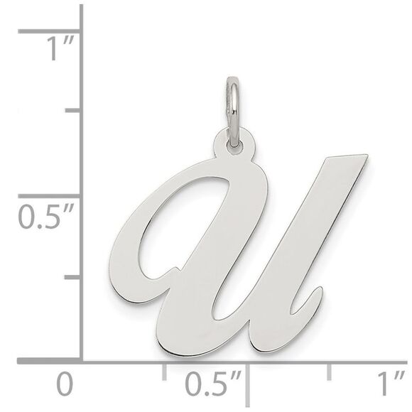Sterling Silver, Ella Collection, LG Fancy Script Initial U Pendant - Picture 4 of 5